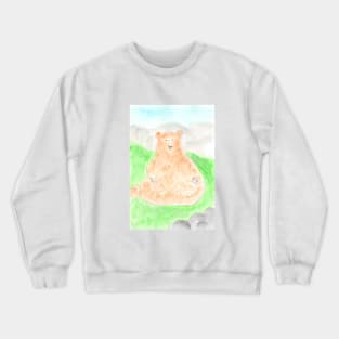 bear, animal, wildlife, nature, watercolor, art, hand drawn, illustration, decoration, sketch Crewneck Sweatshirt